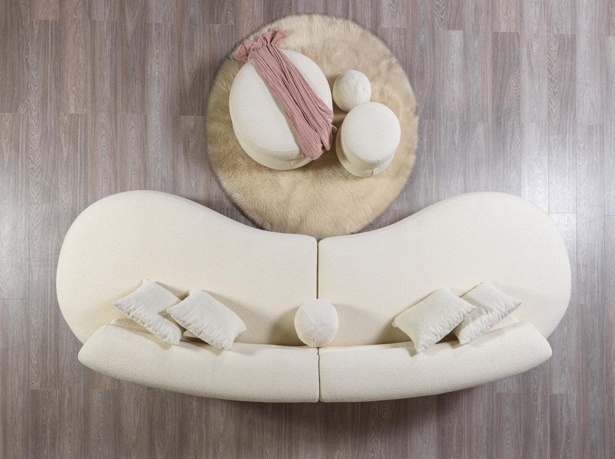 room view of Sandy Ivory Boucle Curved Sectional sectional sofa