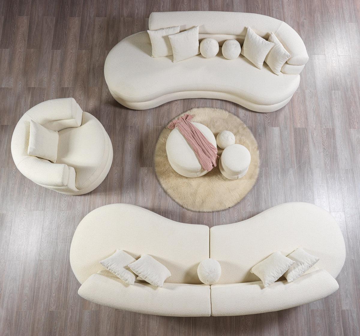 main view of Sandy Ivory Boucle Curved Sectional sectional sofa