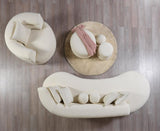 Sandy Ivory Boucle Chaise Lounge from front angle