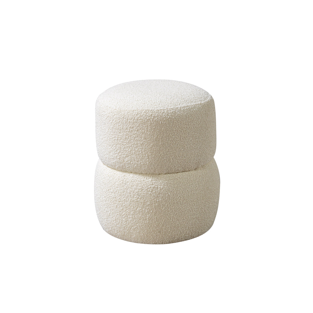 Sandy Ivory Bouclé Accent Stool by Nova, front view