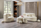 Side view of Larissa loveseat showing hornbeam wood frame
