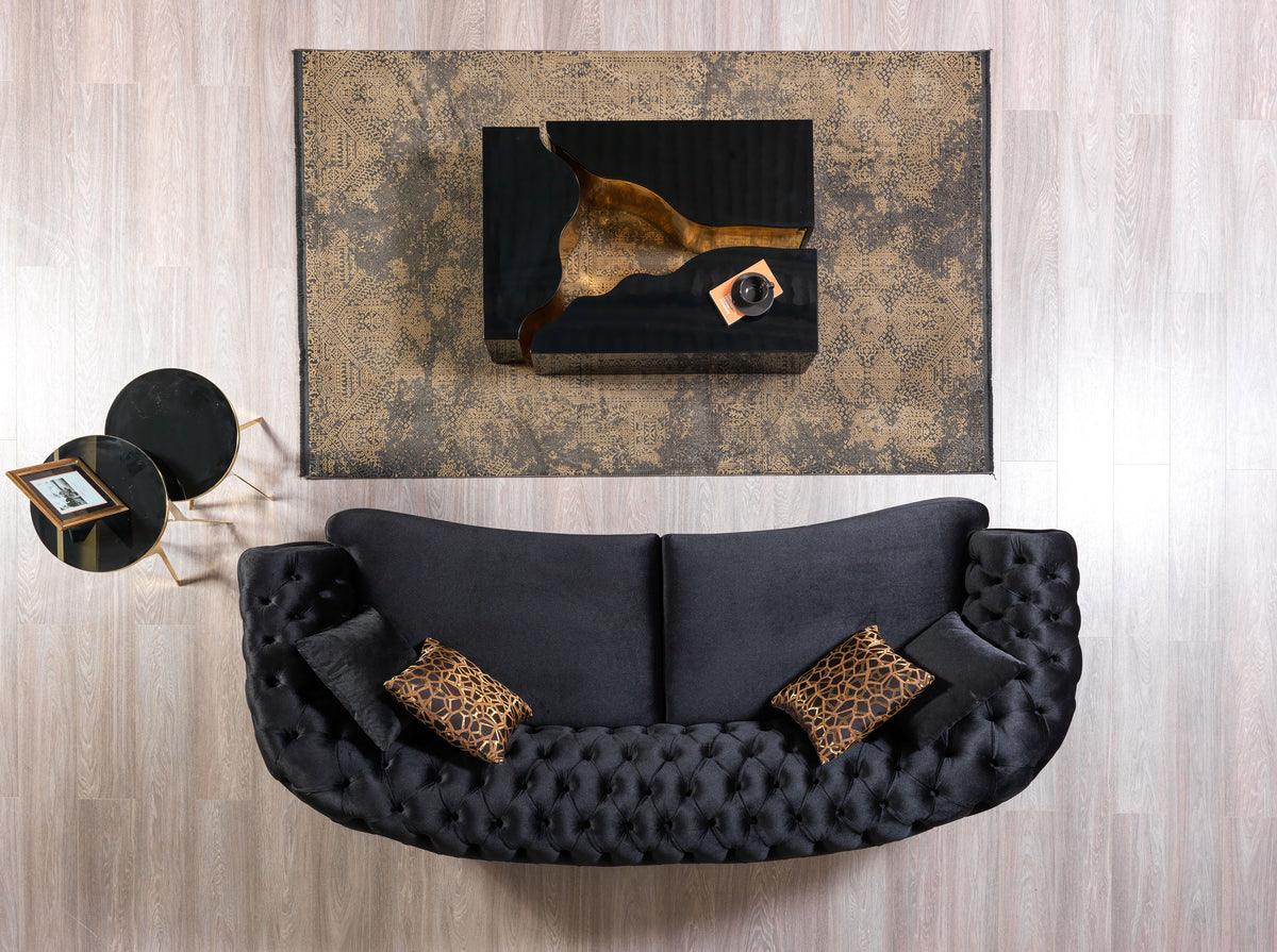 Leah Wood coffee tables with black tops and gold legs - close-up