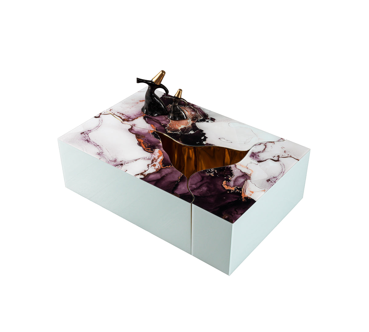 Leah coffee table set showing table heights