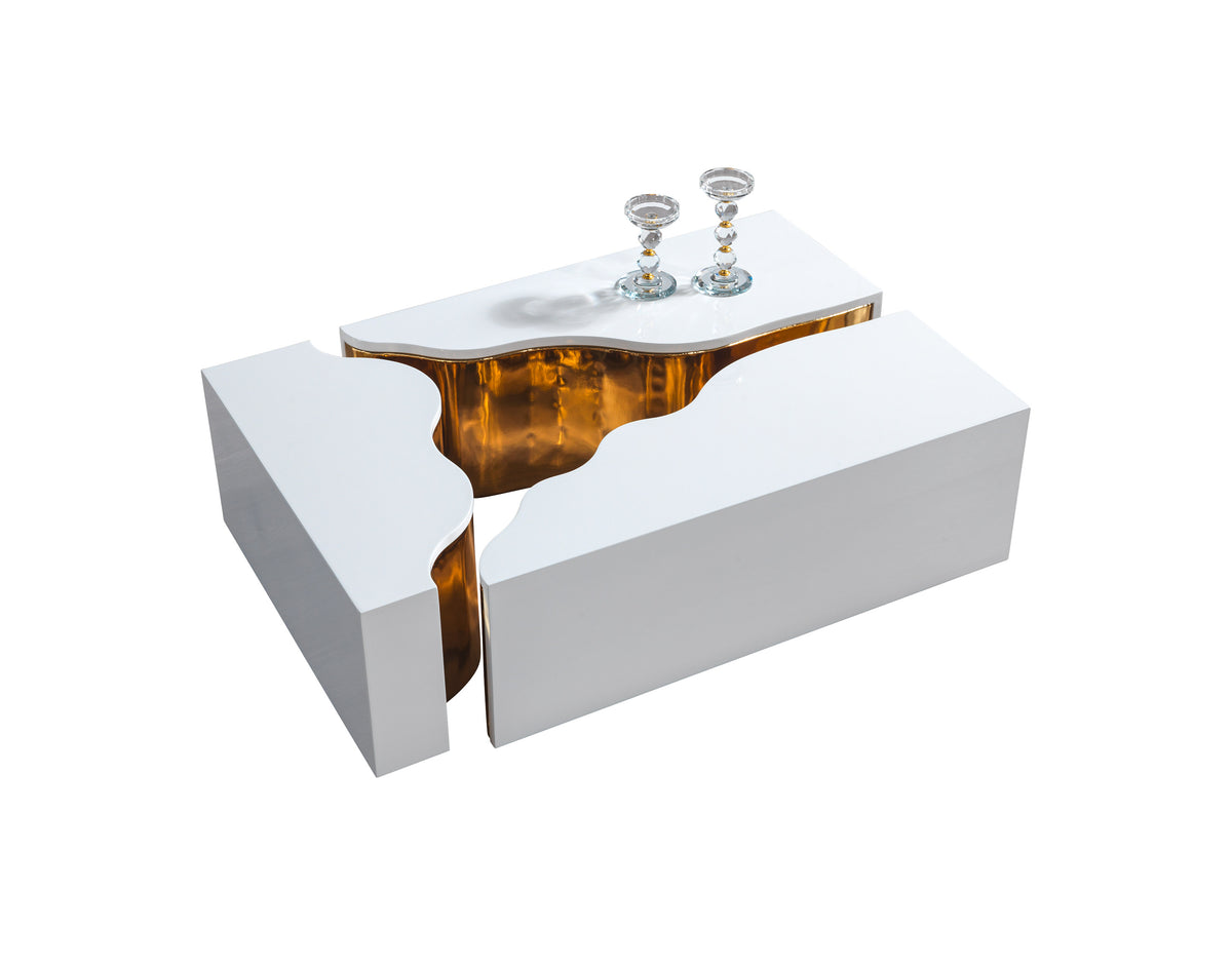 Leah Wood Whitegold coffee table top view