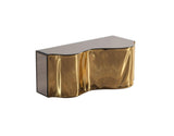 Leah 3-piece bronze and gold glass coffee table set - view of bronze frame details