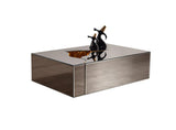 Leah 3-piece bronze and gold glass coffee table set - top view of tables