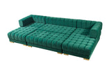 side angle green velvet sectional