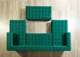 living room view with Mia Green Velvet Double Chaise Sectional sofa