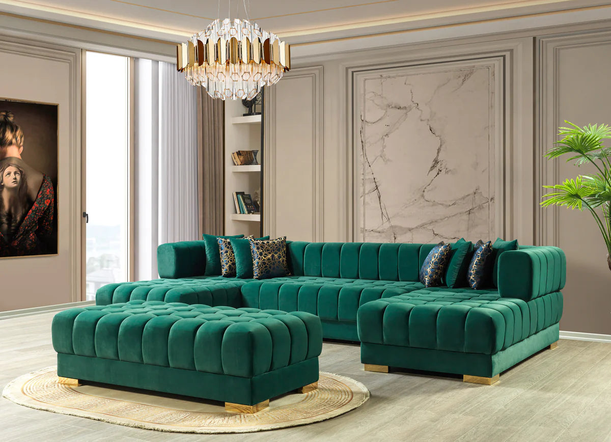 close-up of sectional sofa arm and seat cushions