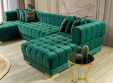 room setting with Mia Green Velvet Double Chaise sectional sofa