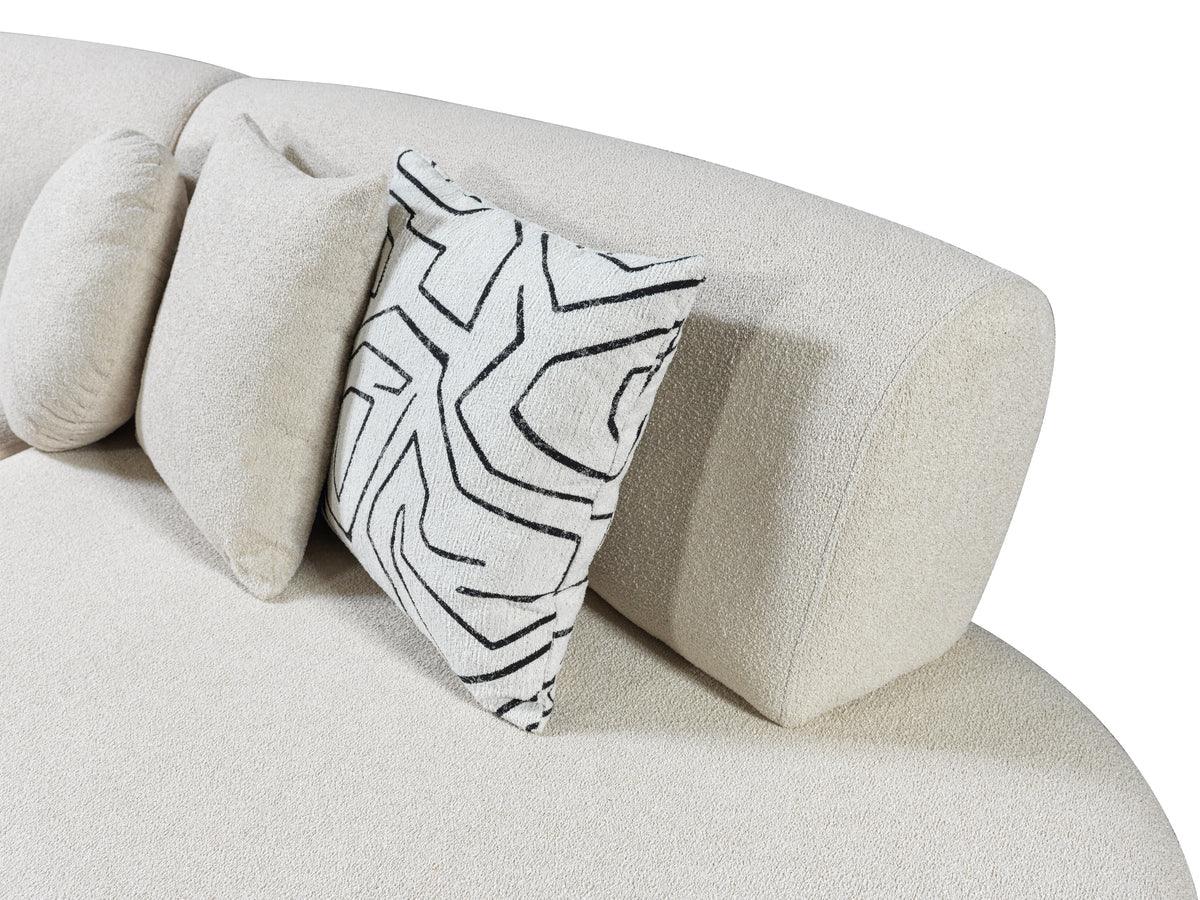 Side angle of Olivia Ivory Boucle Sectional Sofa