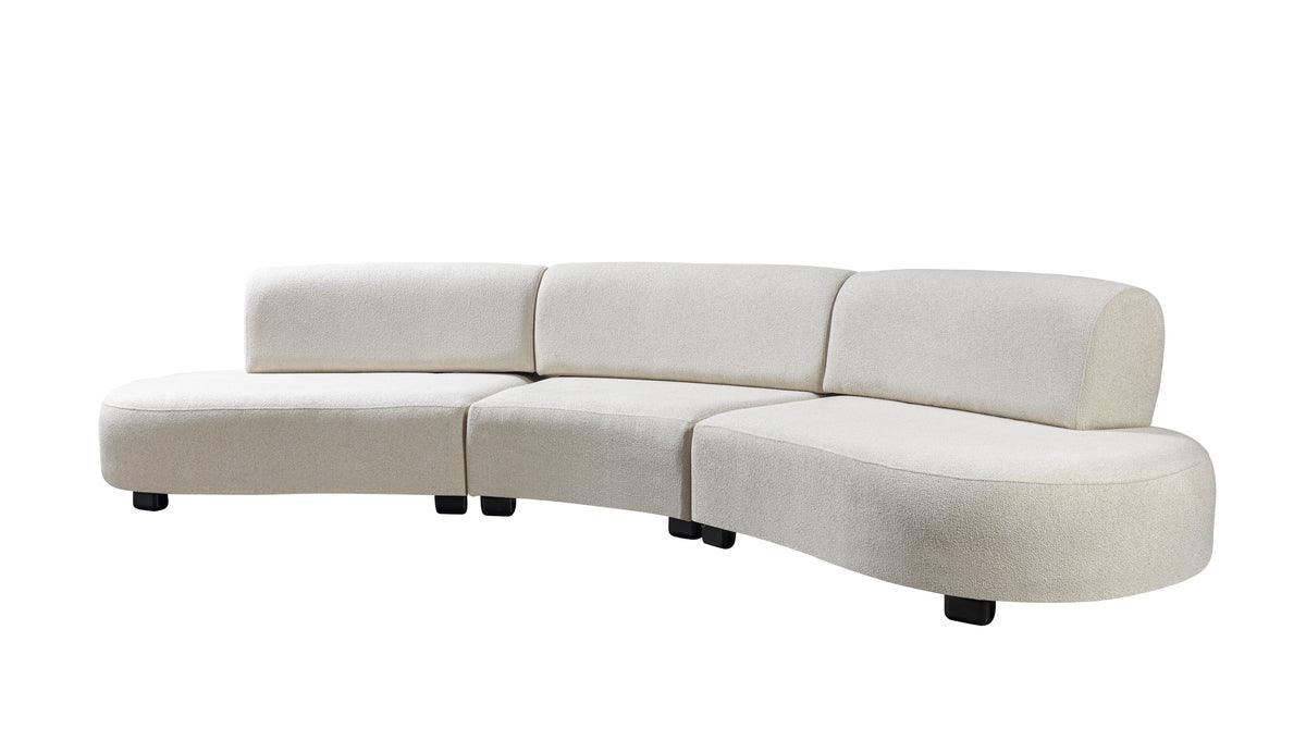 Olivia Ivory Boucle sectional setup in room