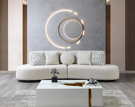 Olivia Ivory Boucle 2-Piece Curved Sectional Sofa main view