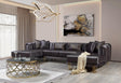 Ella Smoke Velvet Double Chaise Sectional sofa main view