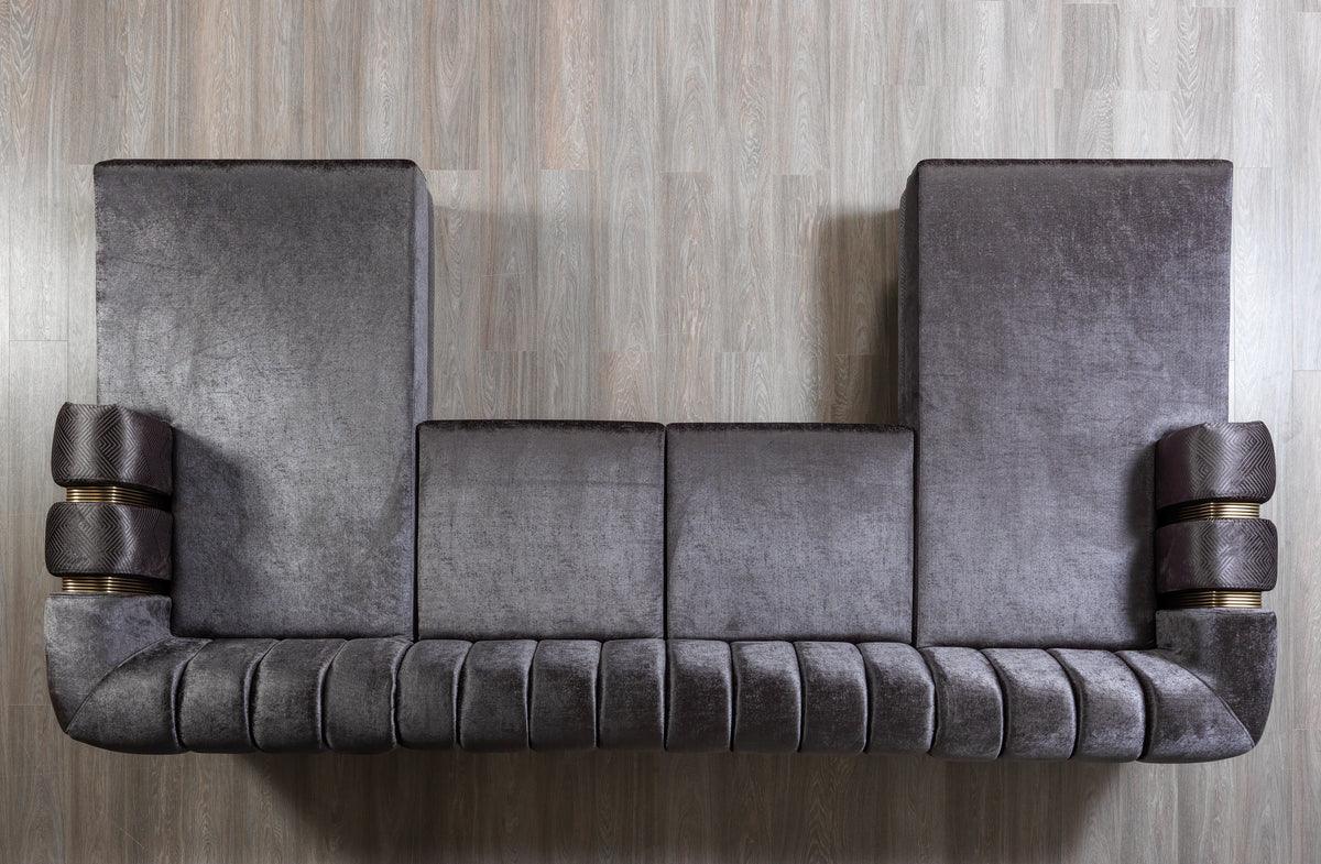 Ella Smoke Velvet Double Chaise Sectional - Ella Furniture