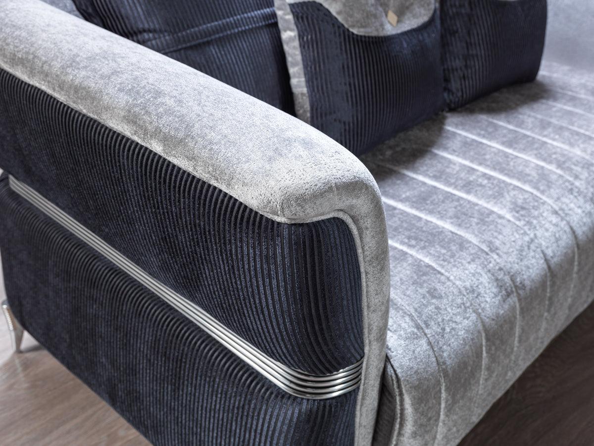 Avery Silver Gray Velvet Sofa and Loveseat set main view
