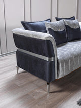 Avery Silver Gray Velvet Sofa and Loveseat set main view