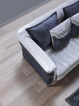 Avery Silver Gray Velvet Sofa and Loveseat set main view