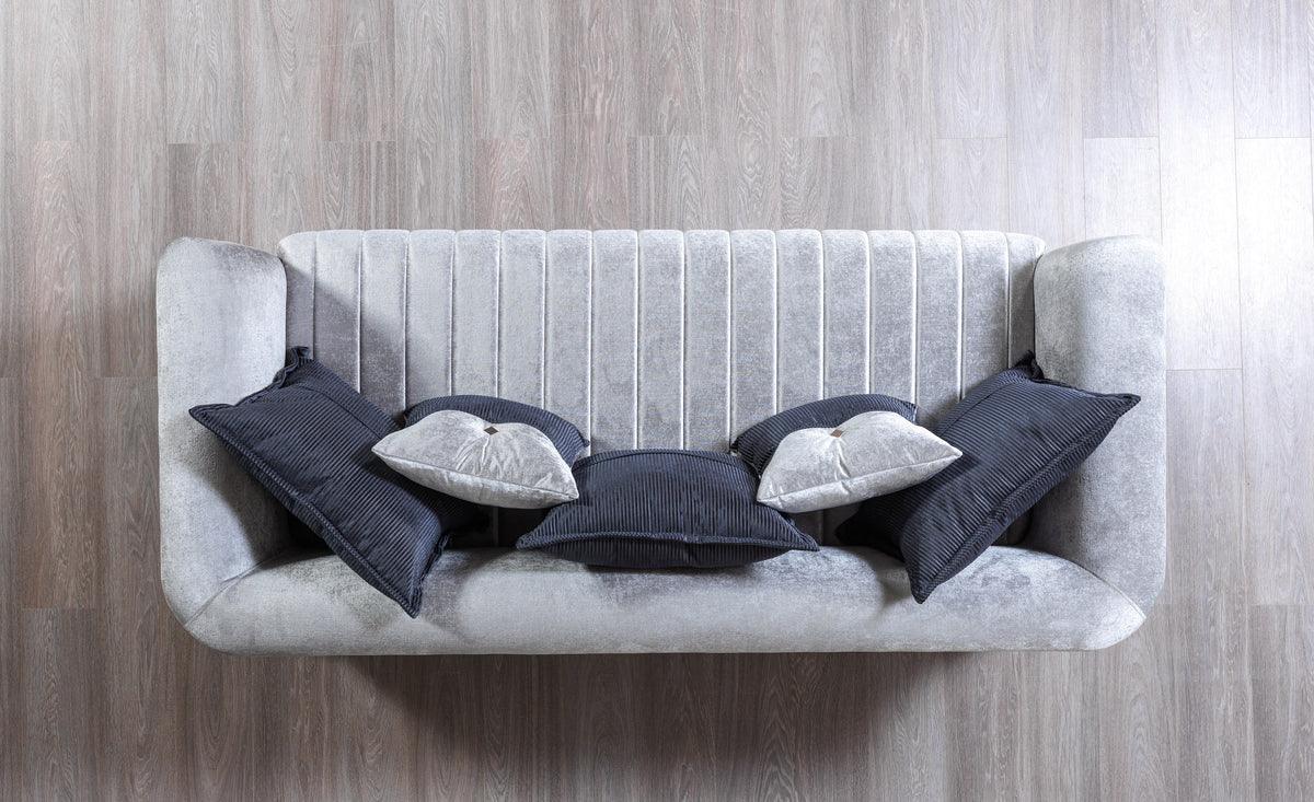 Avery Silver Gray Velvet Sofa and Loveseat set main view