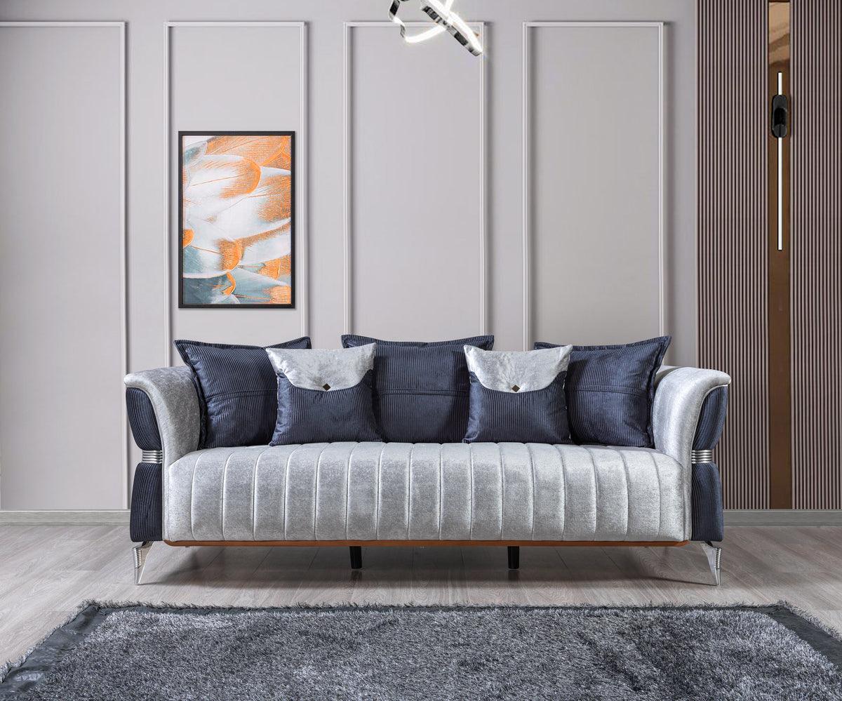 Main view of Avery Loveseat in Silver Gray Velvet