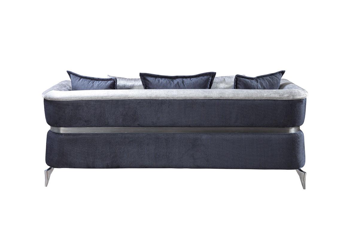 Avery Silver Gray Velvet Sofa and Loveseat set main view