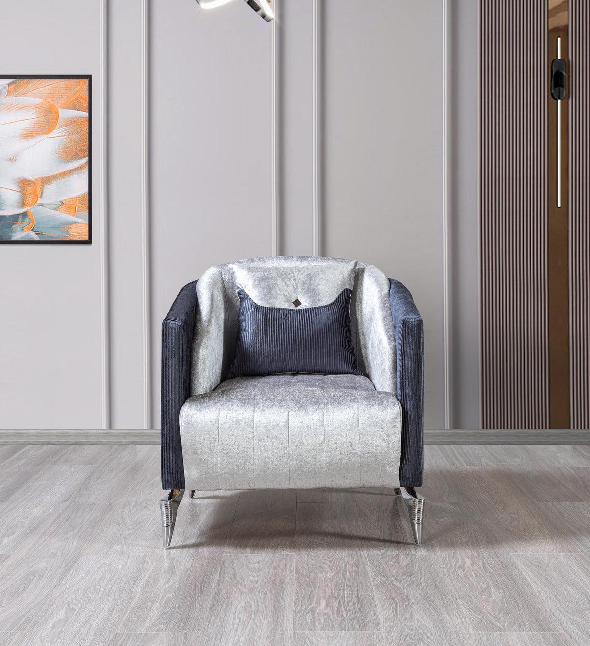 Avery Silver Gray Velvet Sofa and Loveseat set main view