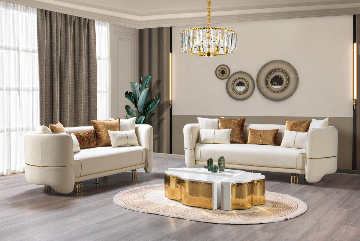 side view of Helena Ivory Velvet Sofa & Loveseat furniture