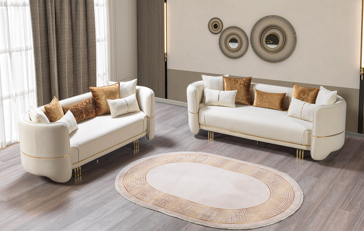 detail view of Helena Ivory Velvet Sofa & Loveseat furniture