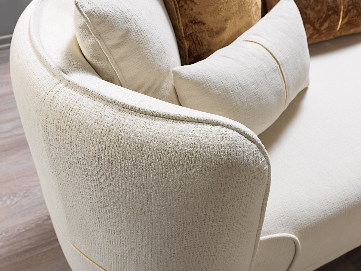 detail view of Helena Ivory Velvet Sofa & Loveseat furniture