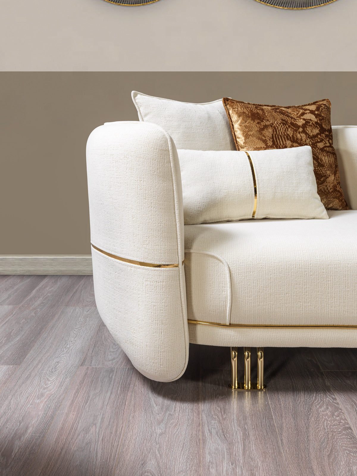 main view of Helena Ivory Velvet Sofa & Loveseat furniture