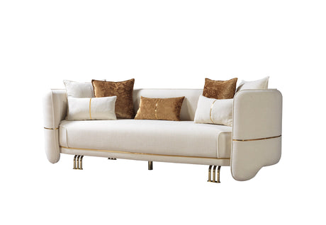 Detailed close-up of ivory velvet fabric on Lilith Sofa