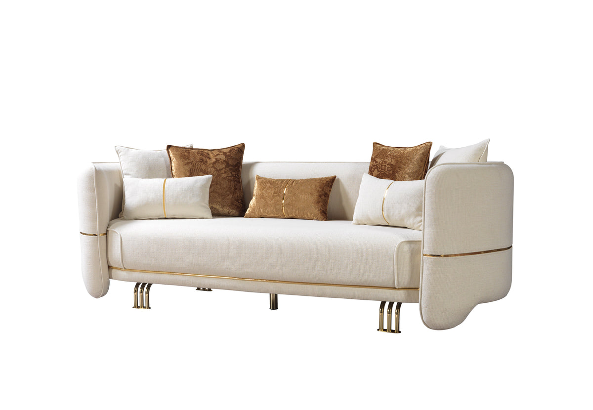 detail view of Helena Ivory Velvet Sofa & Loveseat furniture