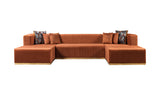 Living room layout with Elizabeth Orange Velvet 4-Piece Sectional