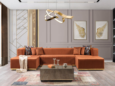 Elizabeth Orange Velvet 4-Piece Sectional sofa main view