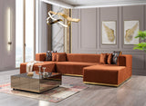 Room view showing Elizabeth Orange Velvet 4-Piece Sectional sofa