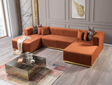 Main view of Elizabeth Orange Velvet 4-Piece Sectional sofa
