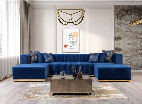 Elizabeth Blue Velvet 4-Piece Sectional sofa main view