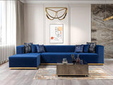 Side angle of Elizabeth Blue 4-piece sectional sofa