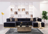 Elizabeth Black Velvet 4-Piece Sectional Sofa