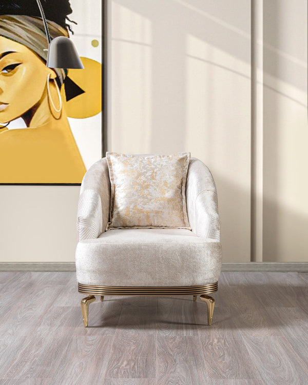 Ella Ivory Velvet Santana chair front view