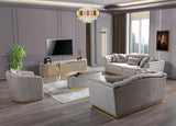 Milena Ivory Velvet Sofa and Loveseat set front view