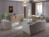Milena Ivory Velvet Sofa and Loveseat set front view