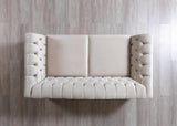 Milena Ivory Velvet Sofa and Loveseat set front view