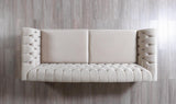 Milena Ivory Velvet Sofa and Loveseat set front view