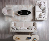 Milena Ivory Velvet Sofa and Loveseat set front view