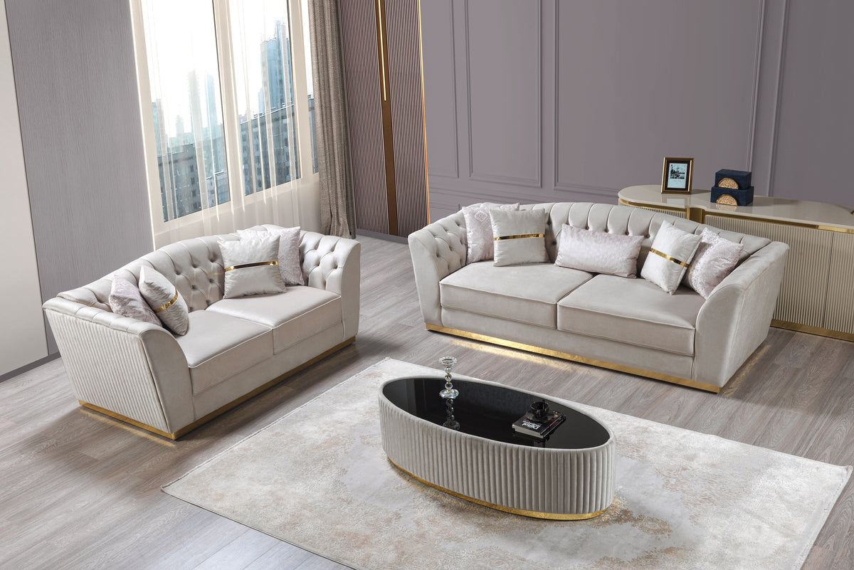 Barona Ivory Coffee Table side angle showing ivory finish