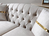 Milena Ivory Velvet Sofa and Loveseat set front view