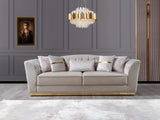 Milena Ivory Velvet Sofa and Loveseat set front view