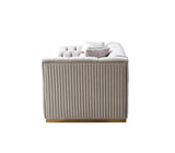 Milena Ivory Velvet Sofa and Loveseat set front view