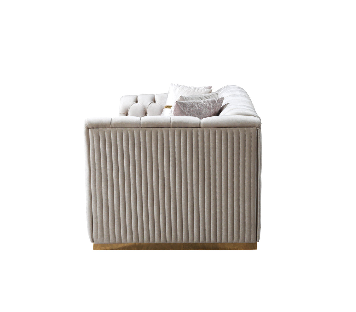 Milena Ivory Velvet Loveseat 73" view 8